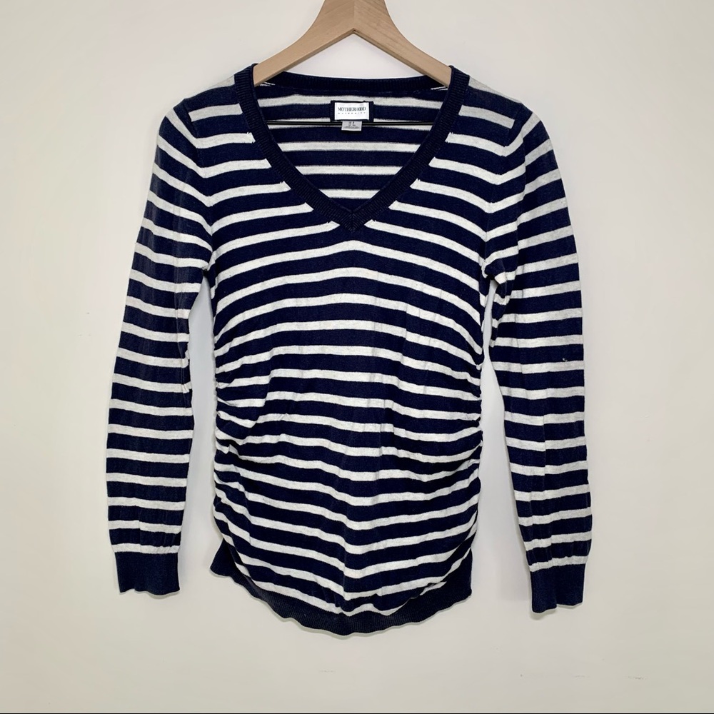 Motherhood Maternity Navy and White Striped Sweater, S